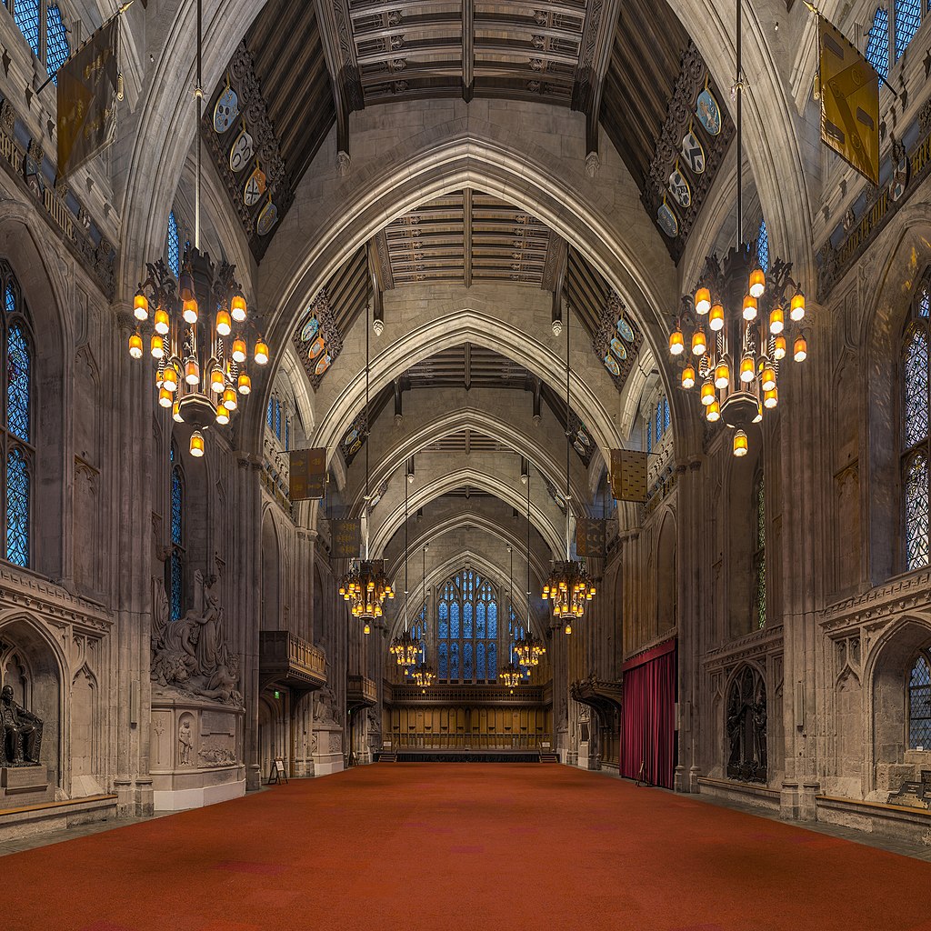 The Guildhall in the City of London, a historic administrative and ceremonial building.
