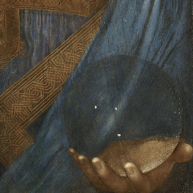 "Salvator Mundi," an oil painting on walnut by Leonardo da Vinci. It depicts Christ as the Savior of the World. It is held in one of many Freeports.