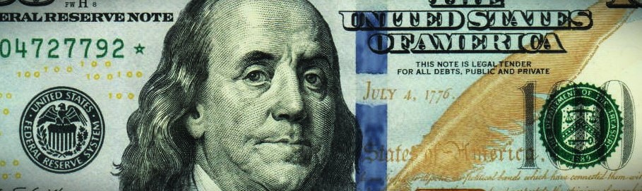 Detailed image of a 100 Dollar Bill featuring Benjamin Franklin