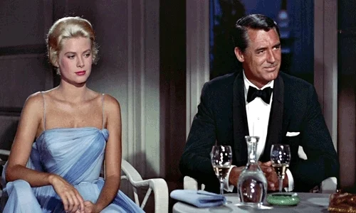 Grace Kelly and Cary Grant in an animated GIF.