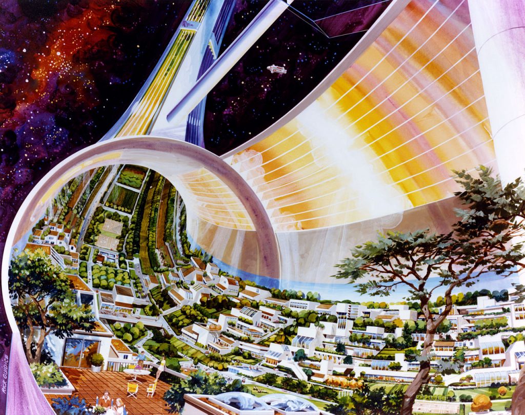 NASA U.S. space colony 1970s painting.