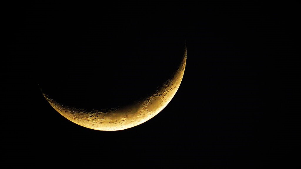Crescent Moon in space.
