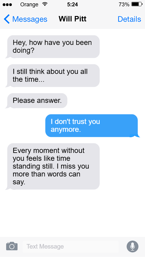 Illustration of message exchange in romance scams.