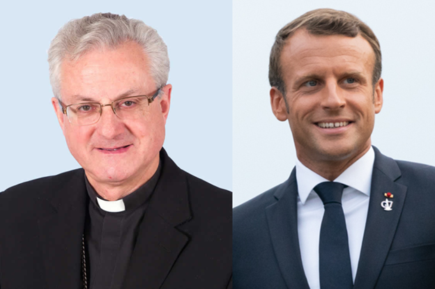 Pictures of Emmanuel Macron and Joan Enric Vives i Sicília, co-princes of the tax friendly Andorra.