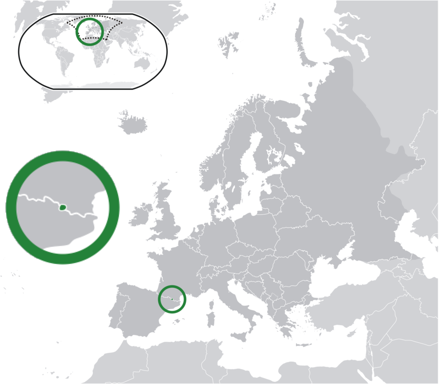 Map of Europe highlighting Andorra, known as a tax haven offering significant financial incentives.