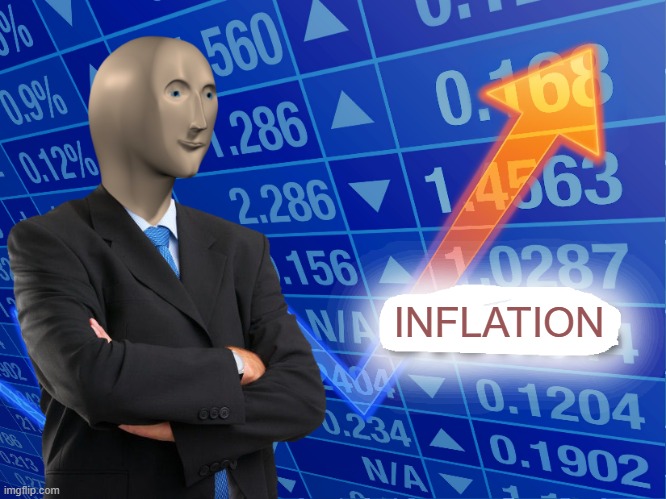 Stonks Inflation meme illustrating inflation as a stealth tax or fiscal drag.