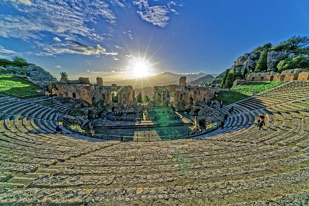 The historic Taormina Theater, featured in The White Lotus Season 2. Symbol of legacy and succession.