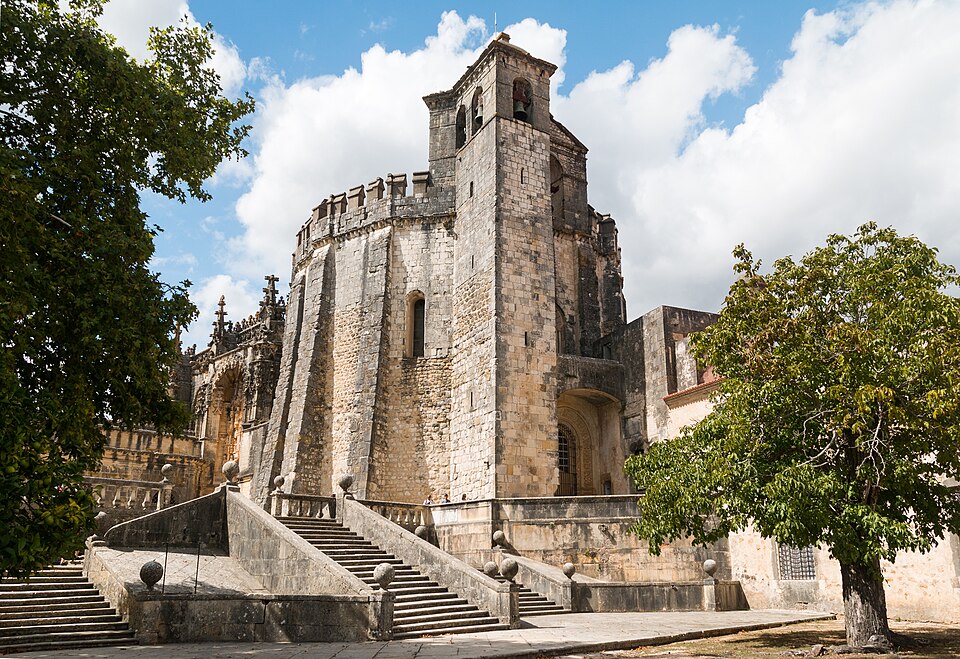 Convent of Christ in Tomar, Portugal. Former stronghold of the Knights Templar. Following their dissolution, the Portuguese branch became the Knights of the Order of Christ.
