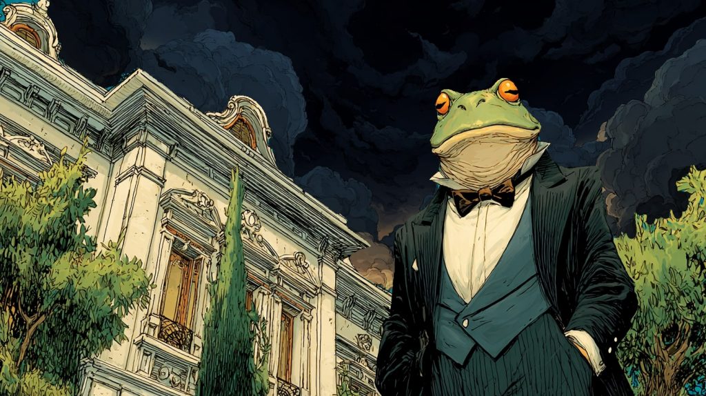 Inheritance bank frog looking over the process of estate succession.