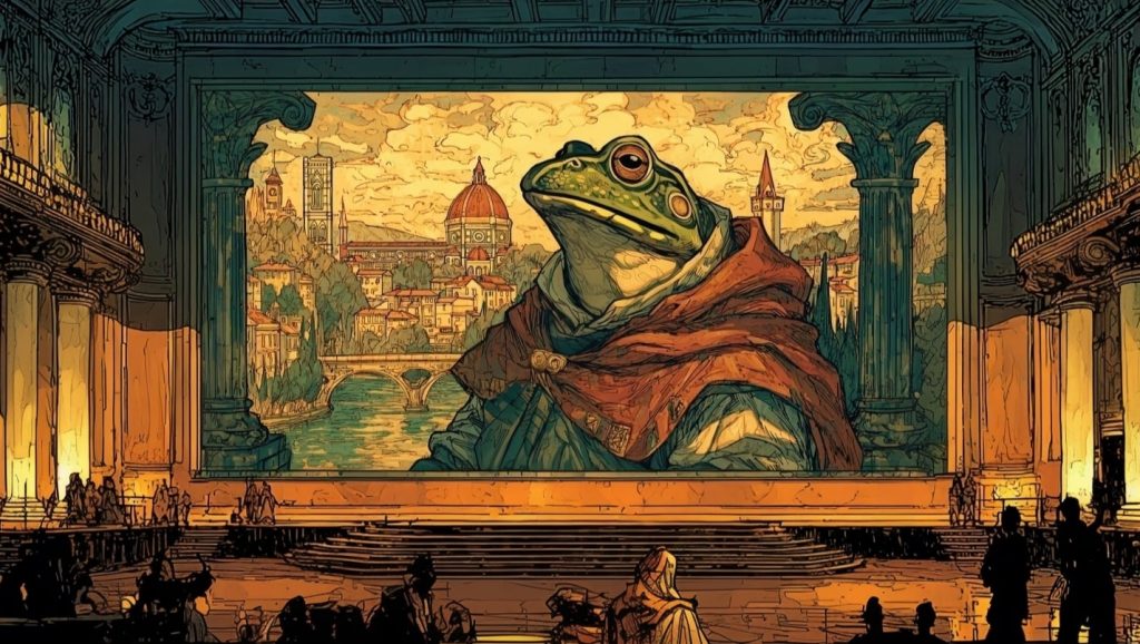 Portrait of a Medici Frog in Renaissance Florence. Patron of the arts and banking empire builder.
