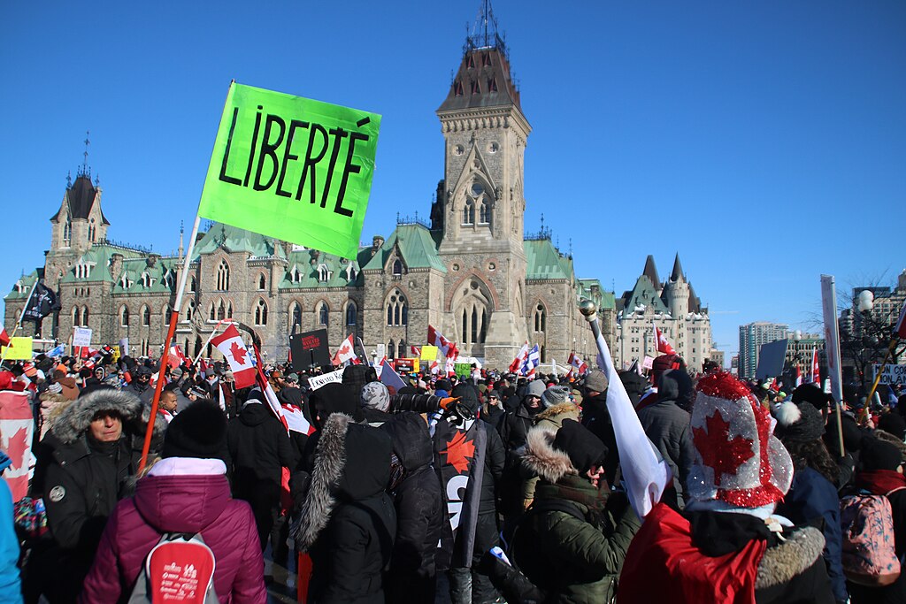 2022 Ottawa's 'Convoi de la Liberté' protestors, later targeted by government for debanking.