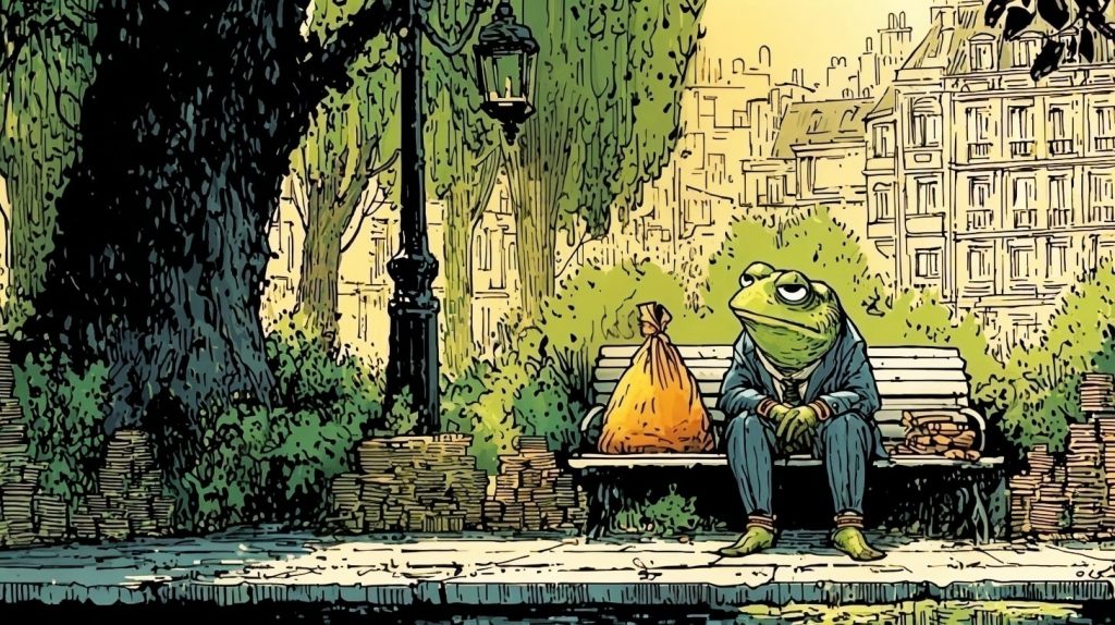 Image of a bank frog on garden leave. A from of non-compete other than golden handcuffs designed with financial incentives. It is aimed at restricting employees from leaving a company.