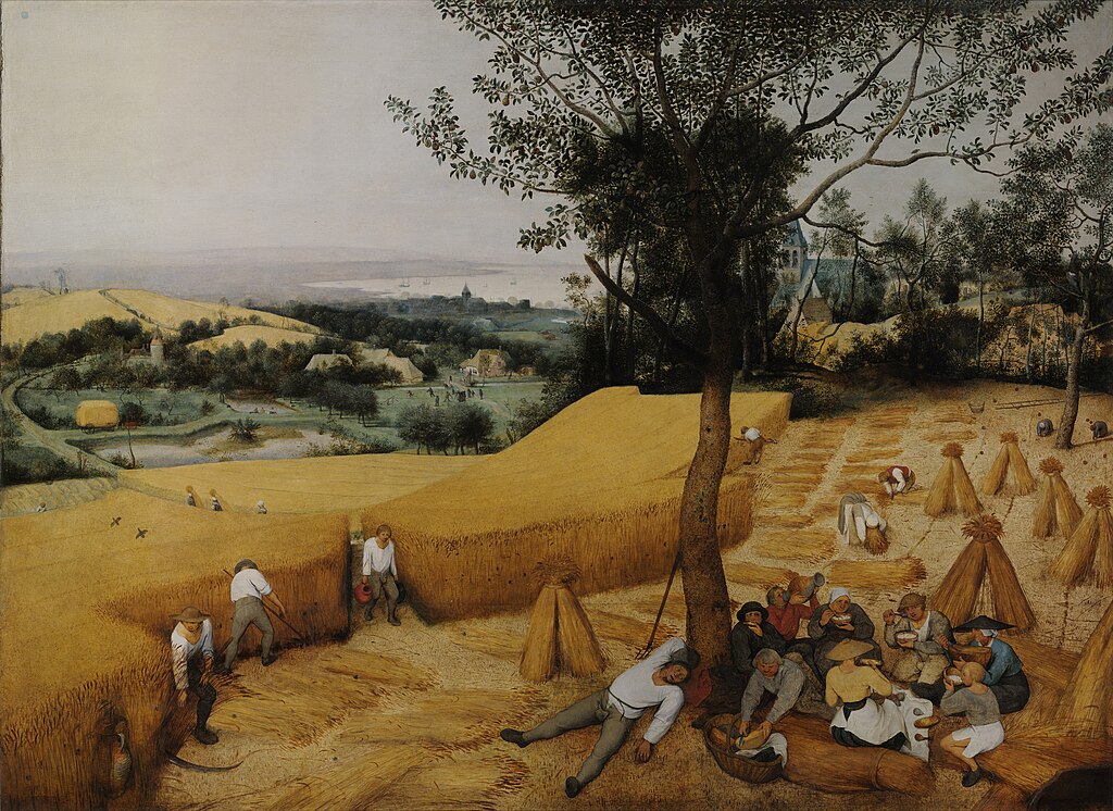 In Bruegel the Elder’s harvest scene, peasants work by necessity. In exchange for food and shelter, they surrender a portion of their freedom. A pastoral form of golden handcuffs.