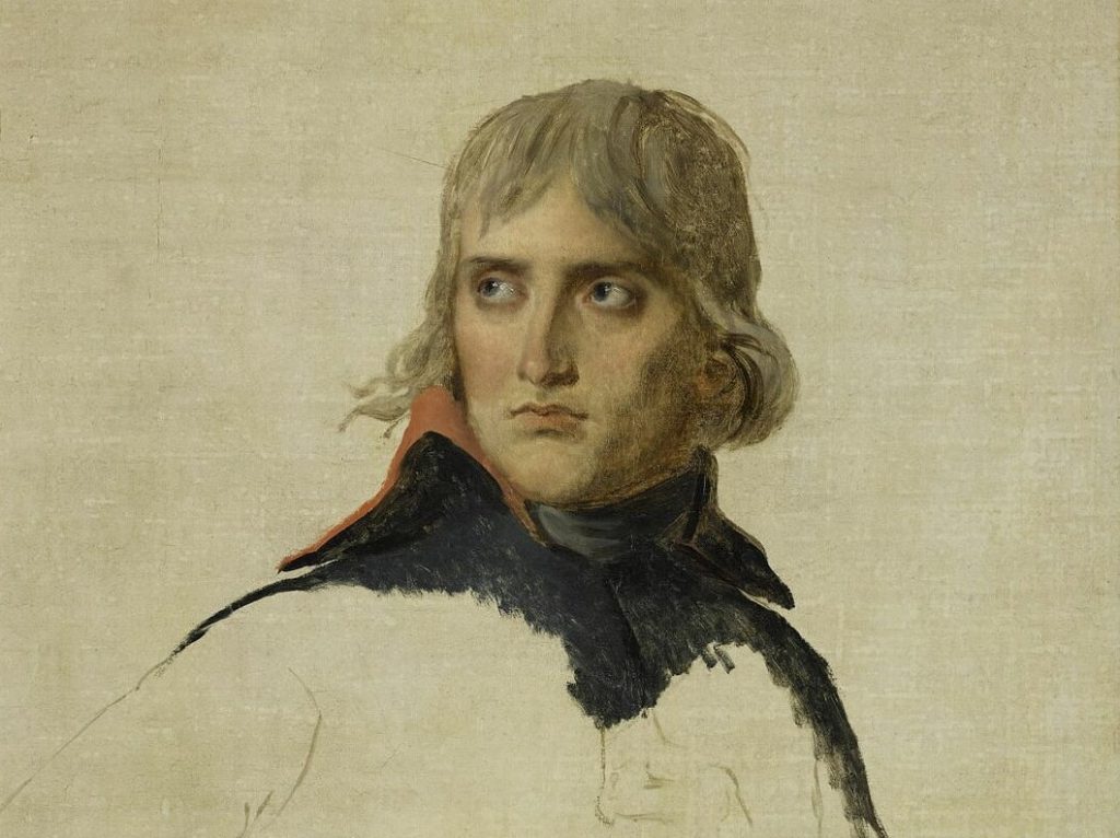 Unfinished portrait of Napoleon by Jacques-Louis David, painted before he established France’s first central bank, the Banque de France.